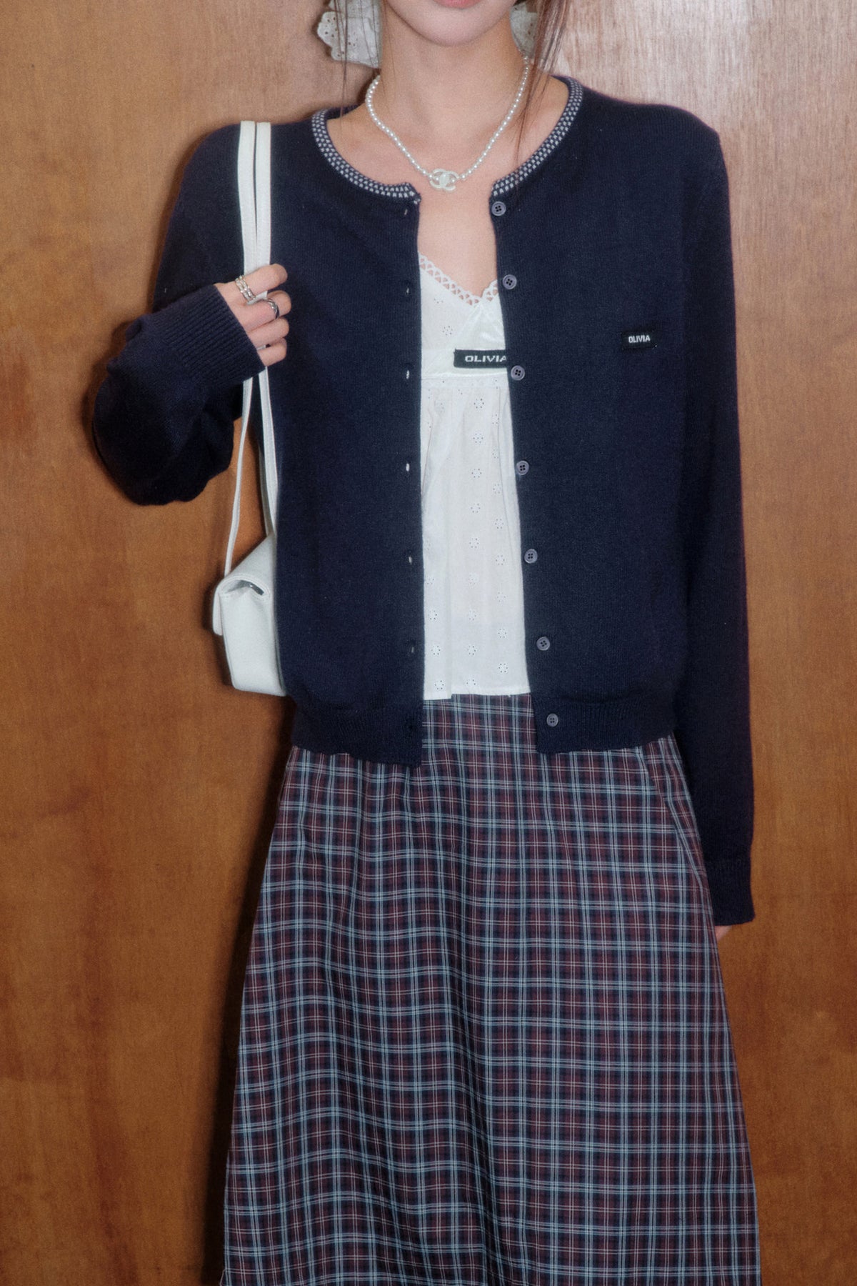 A-Line Plaid Skirt With Jacket and Top Set-Up