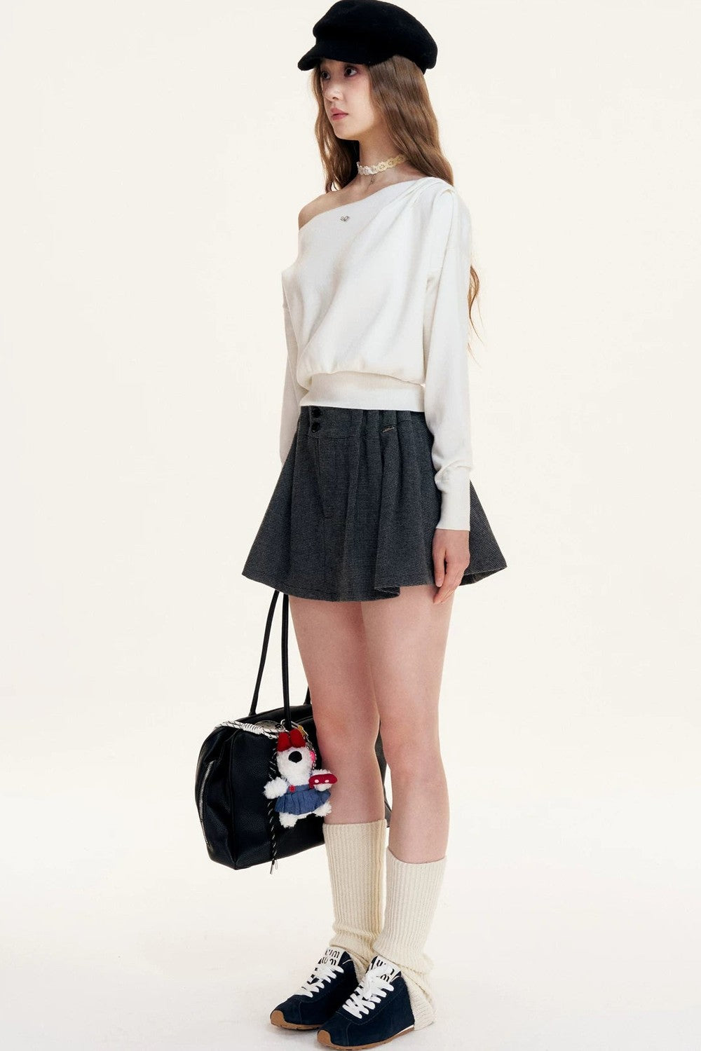 Pleated Woolen A-Line Skirt Set-Up