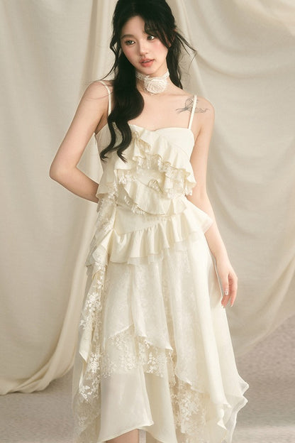 Rose Wave Layered Camisole and Skirt Set-Up