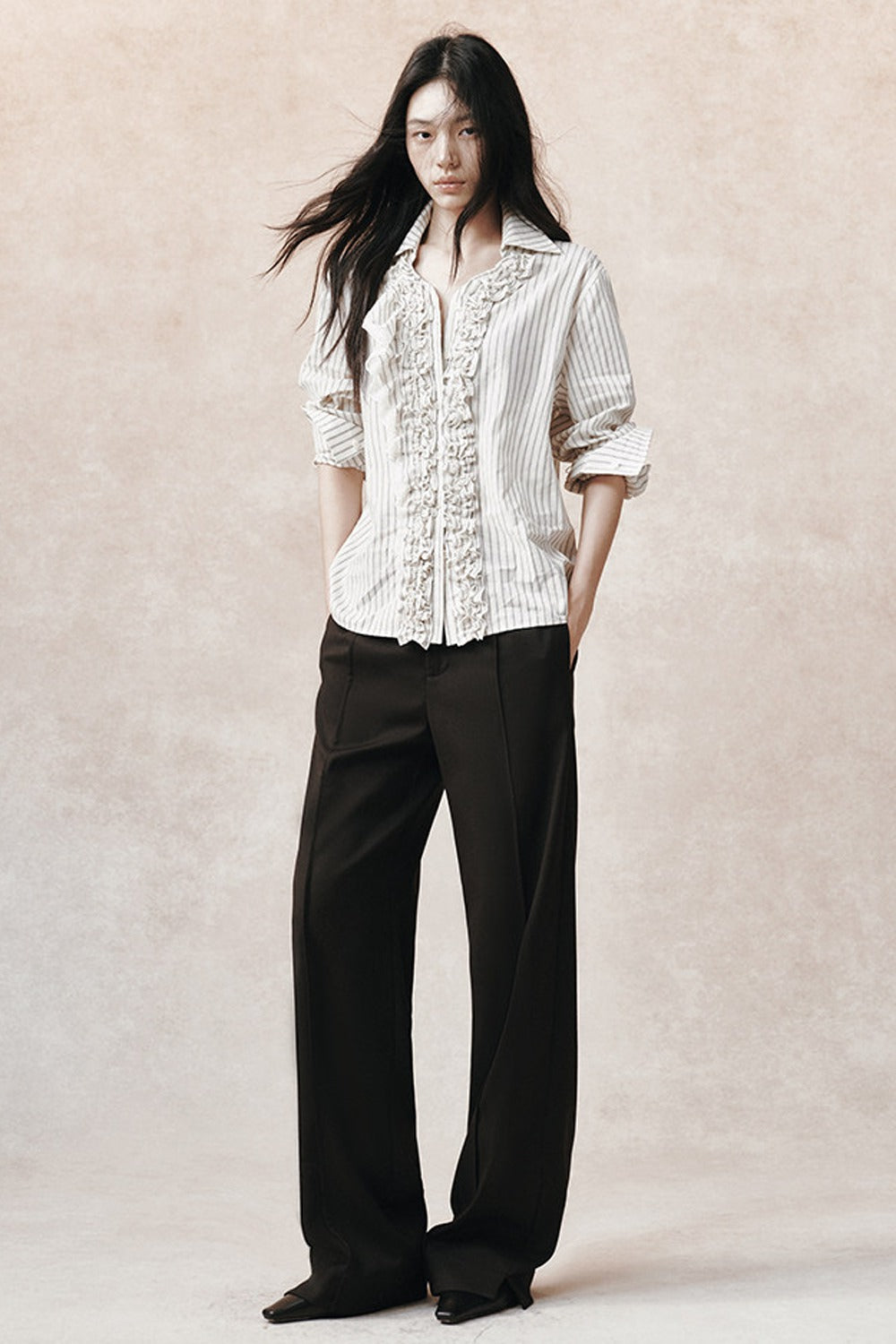 Asymmetrical Lace Jacquard Blouse