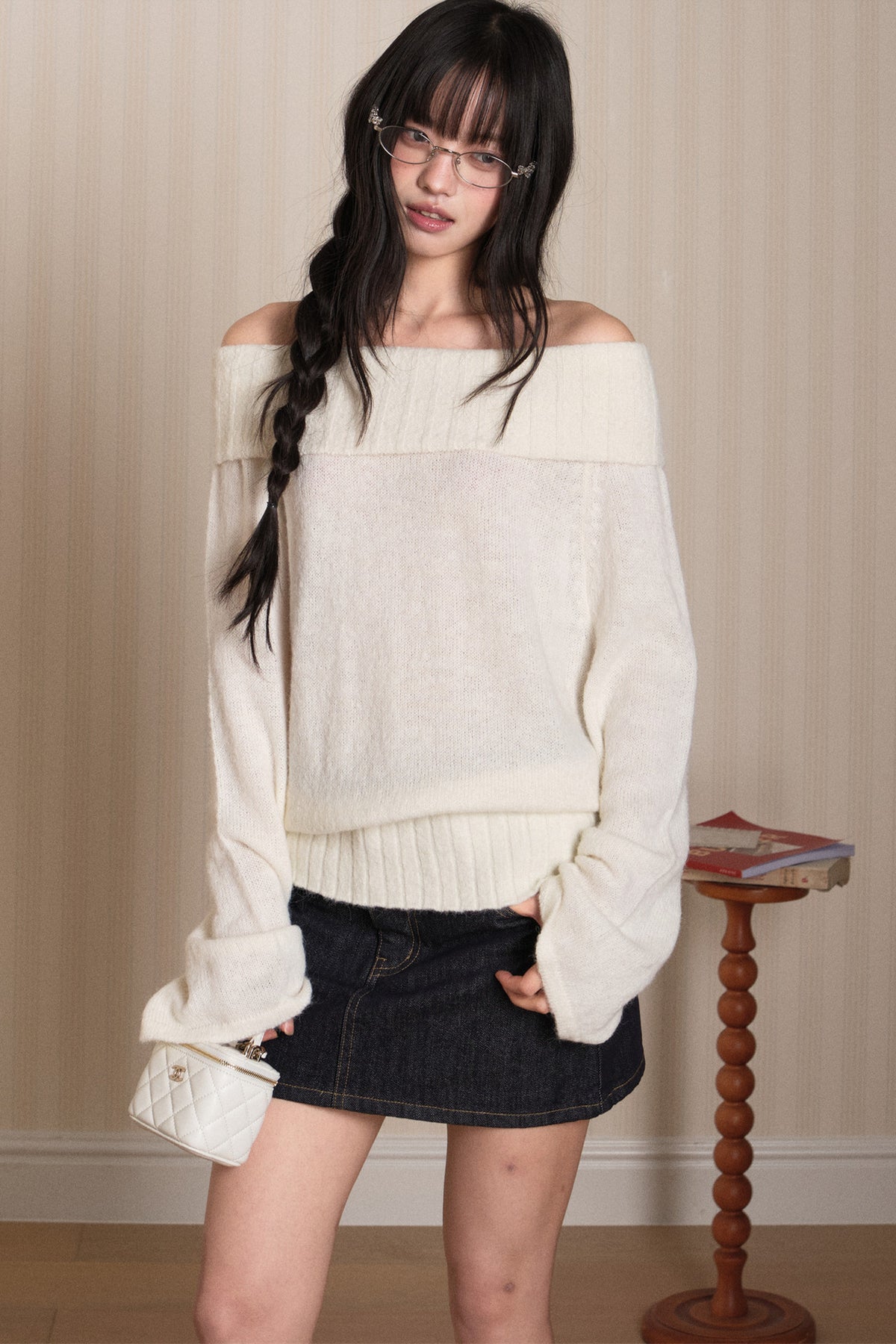 Off-Shoulder Knit Top