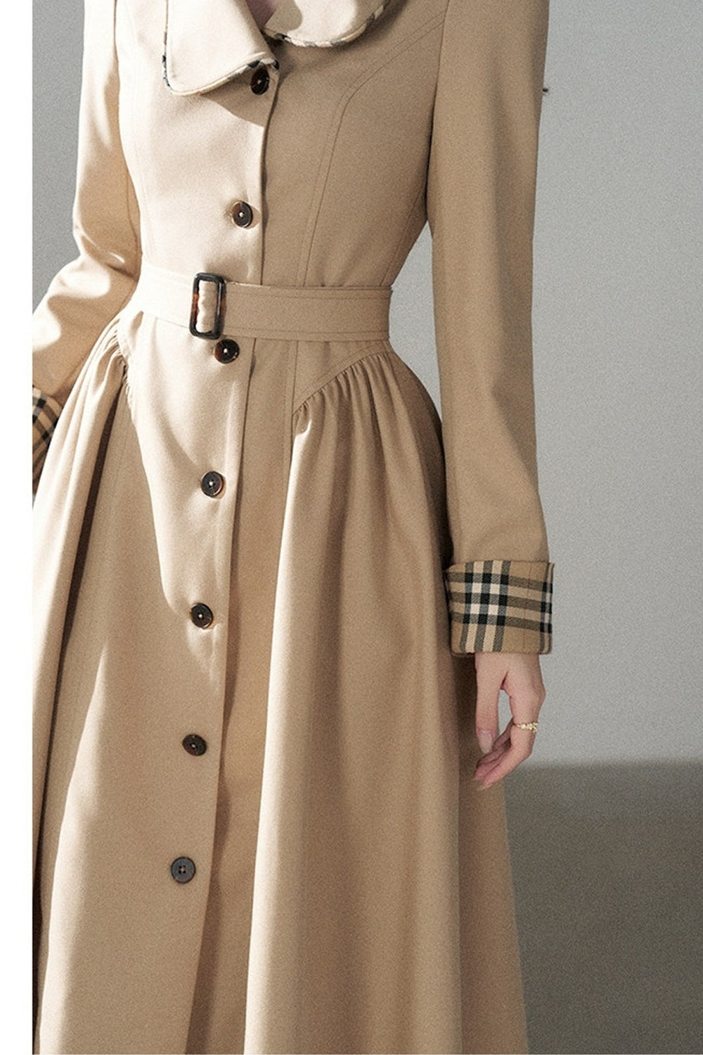 Long Sleeve Single-Breasted Trench Coat, Top and Skirt