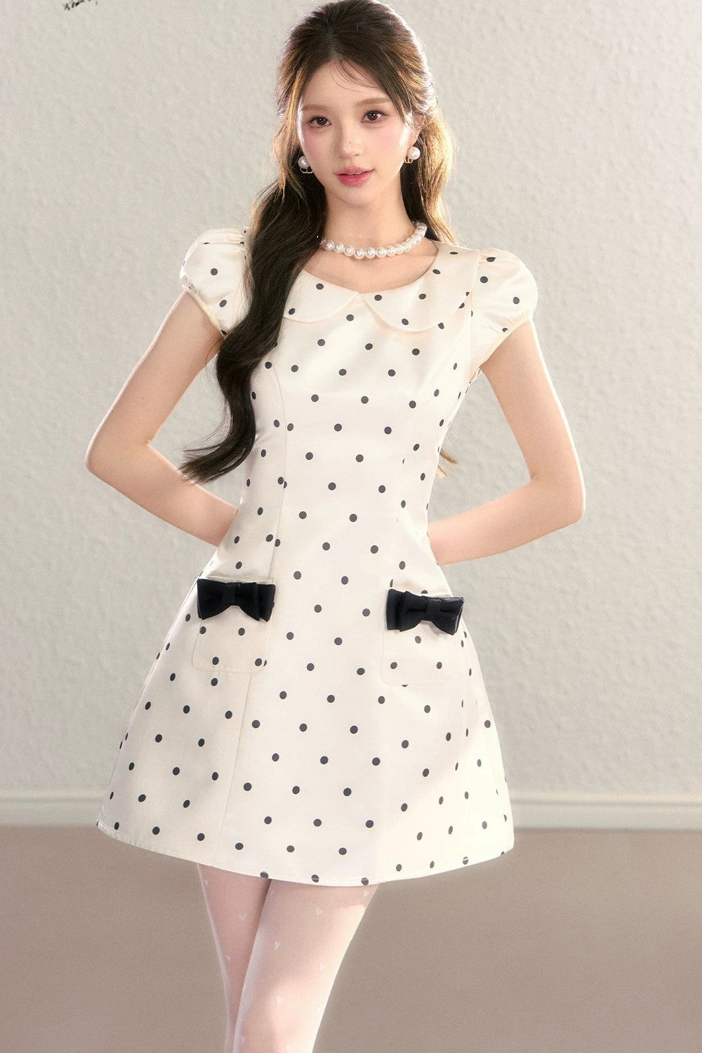 Elegant French Polka Dot A-Line Dress