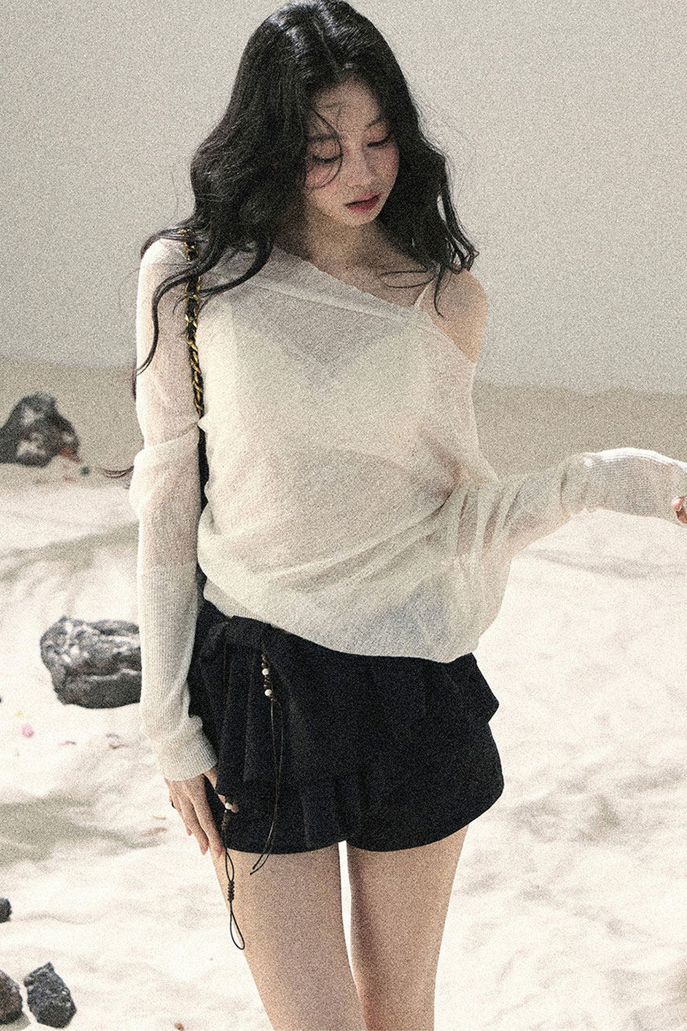 Conjunto de Top Hazy Mist Sin Hombros