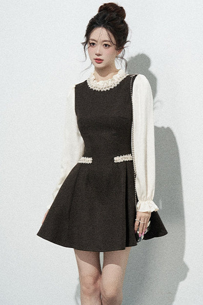 French-Style Long-Sleeve A-Line Dress