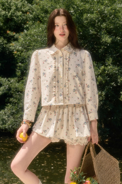 Floral Shirt and Skirt Set-Up