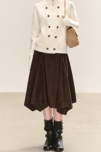 Asymmetrical Hem Pleated Skirt