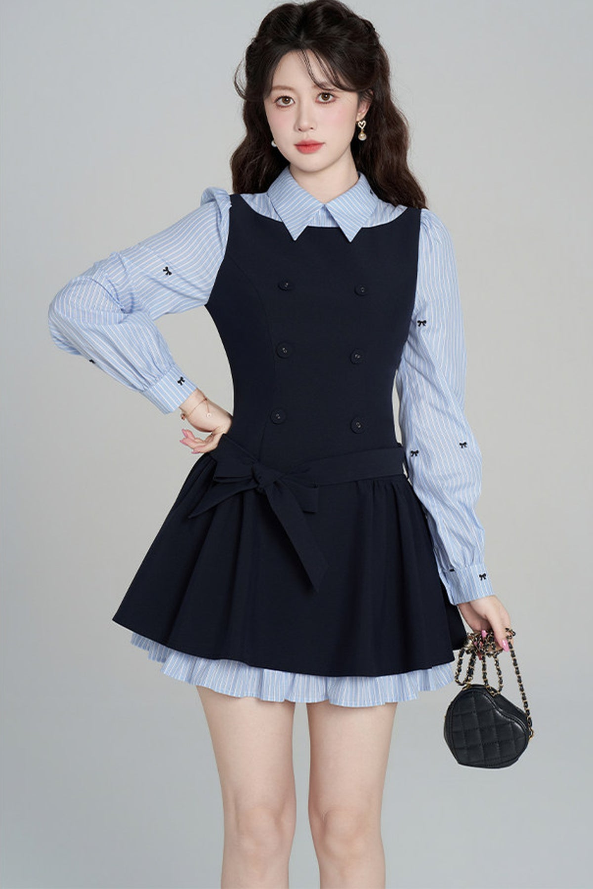 Preppy Style Long-Sleeved Dress