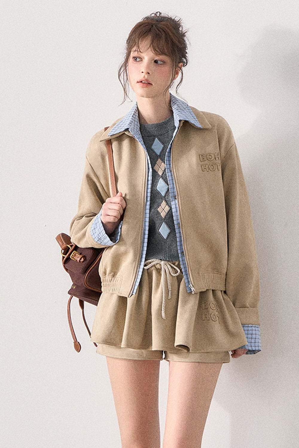Khaki Suede Jacket and Tutu Skirt Set-Up