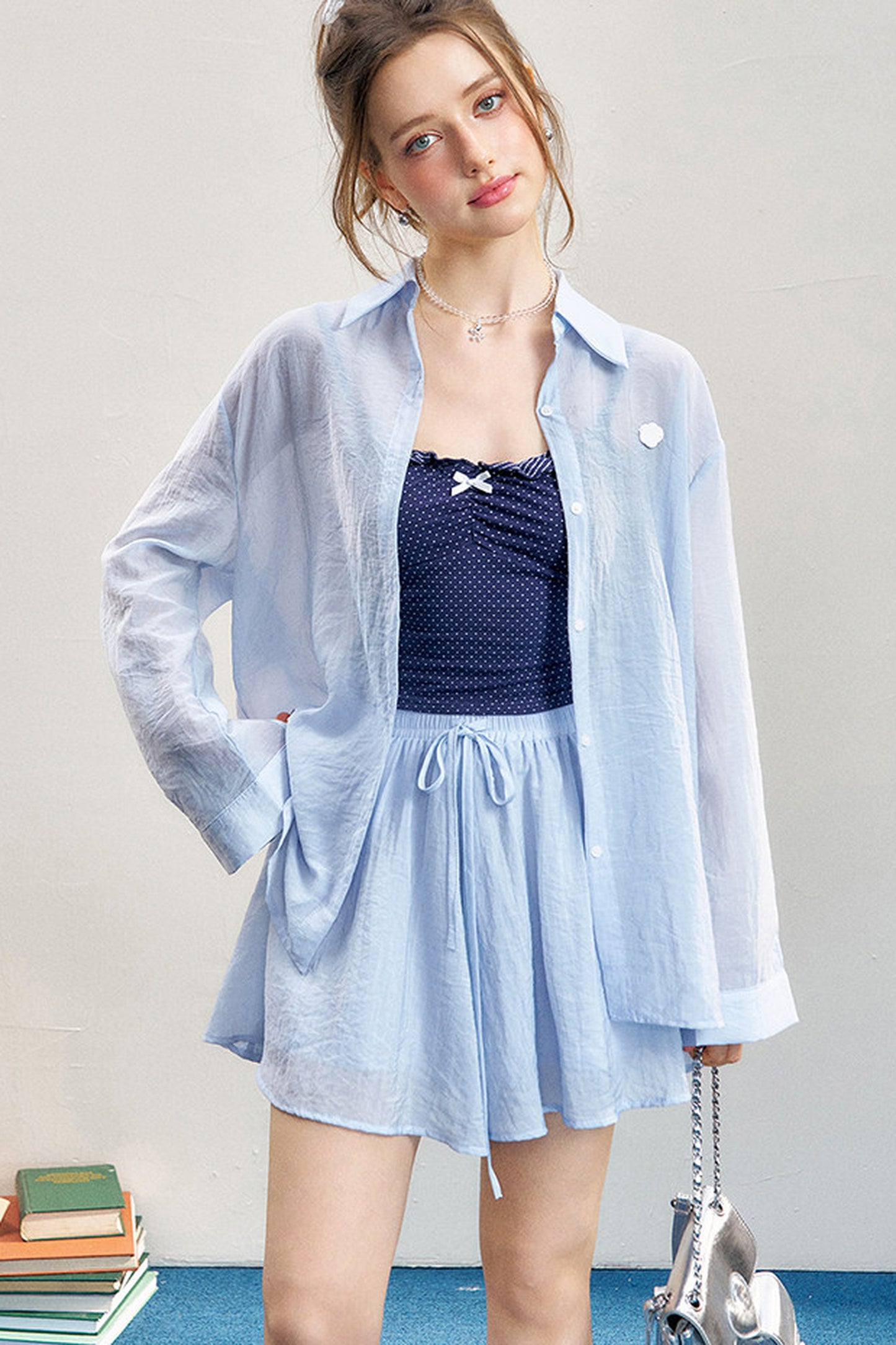 High-Waist-Camisole-Shirt-und-Rock-Set