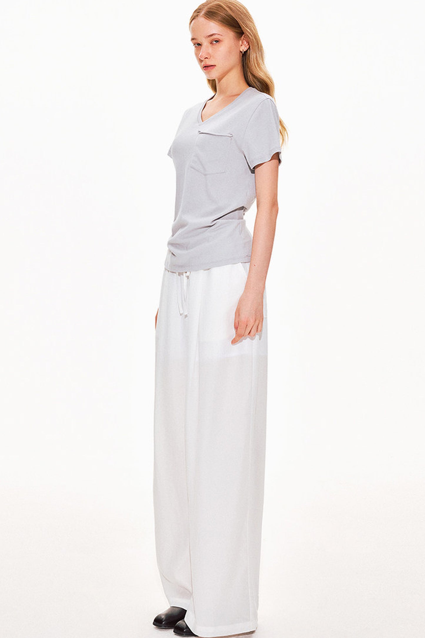 Haut col V en pur coton