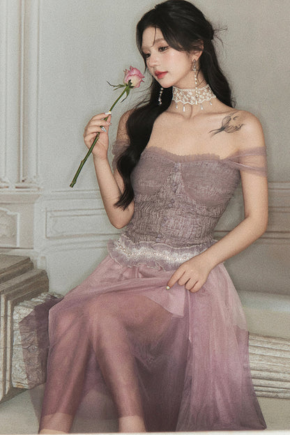Spliced Pleated Mesh Lace Tube Top