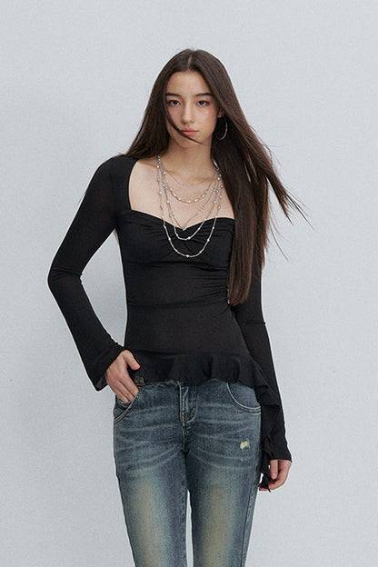 Twist Ruffle Pleated Blouse