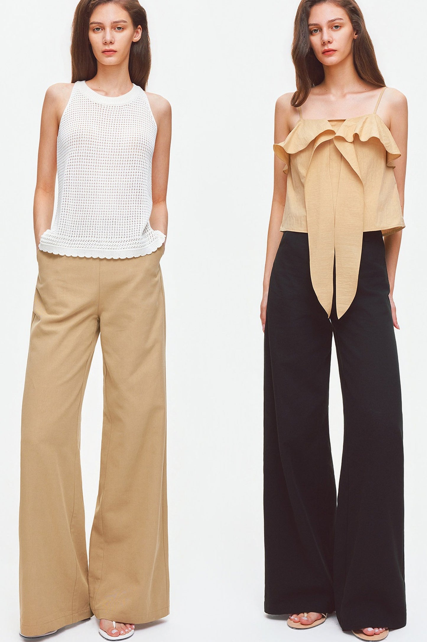 Tencel Linen Cotton Wide-Leg Trousers