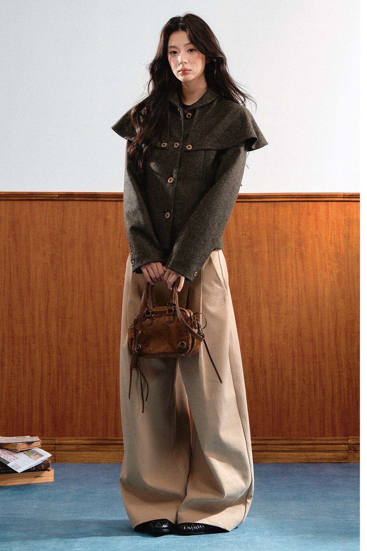 Detachable Cape Wool Coat