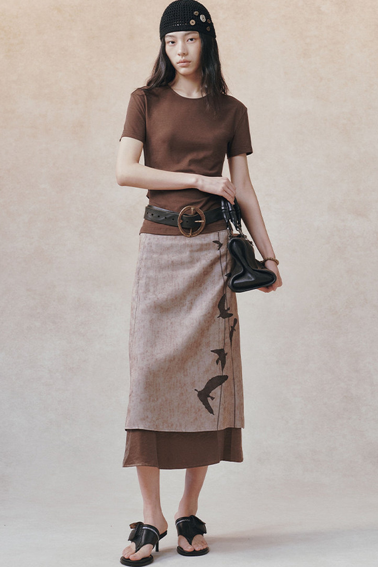 Backless Pleated Hollow-Out Short-Sleeve T-Shirt