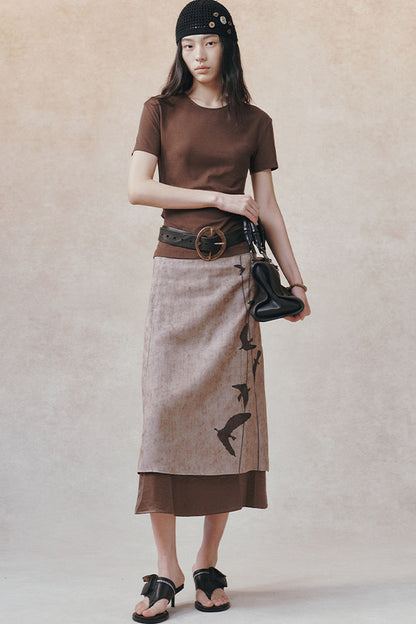 Backless Pleated Hollow-Out Short-Sleeve T-Shirt