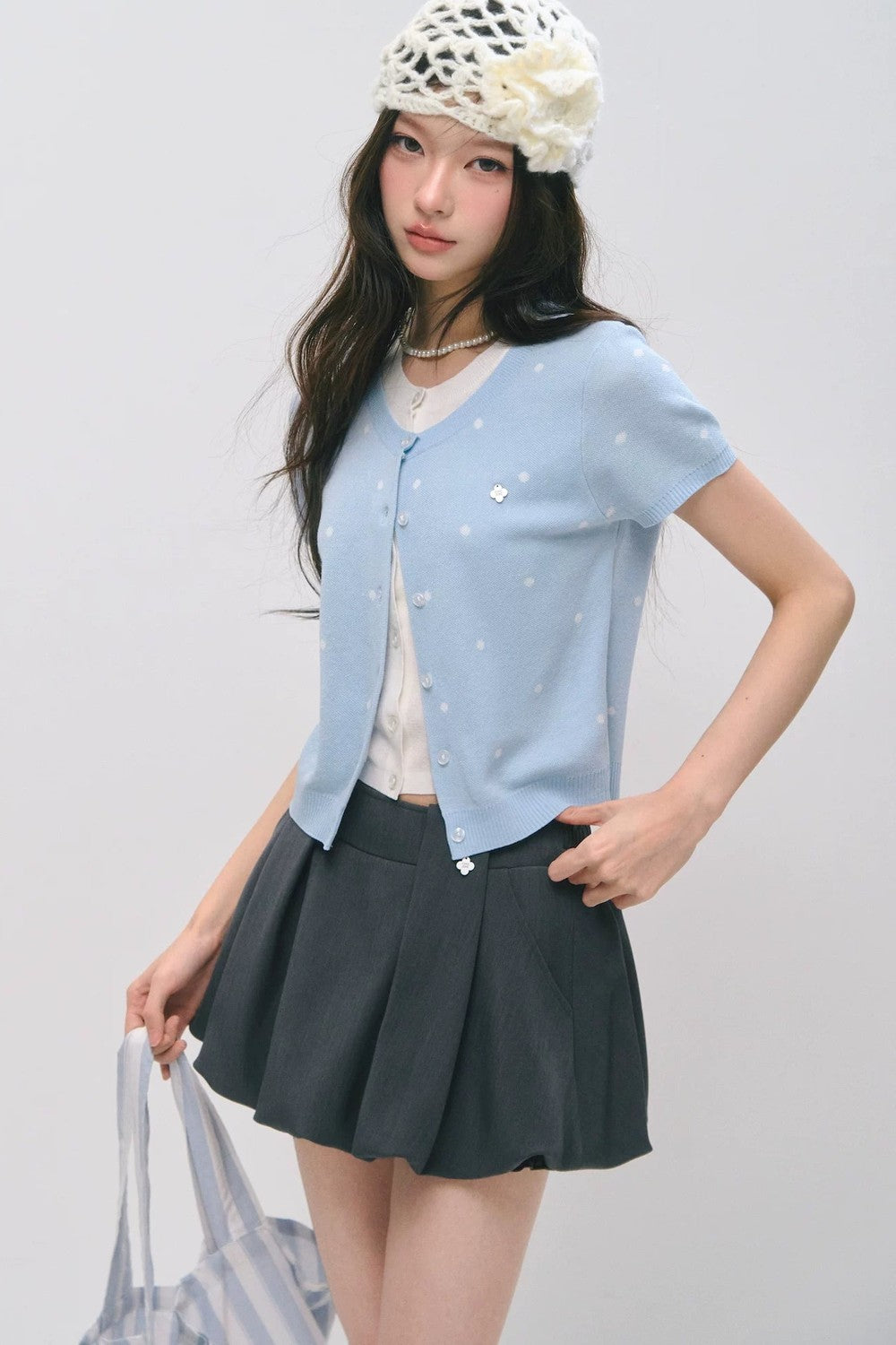 Pleated Flower Bud Skirt