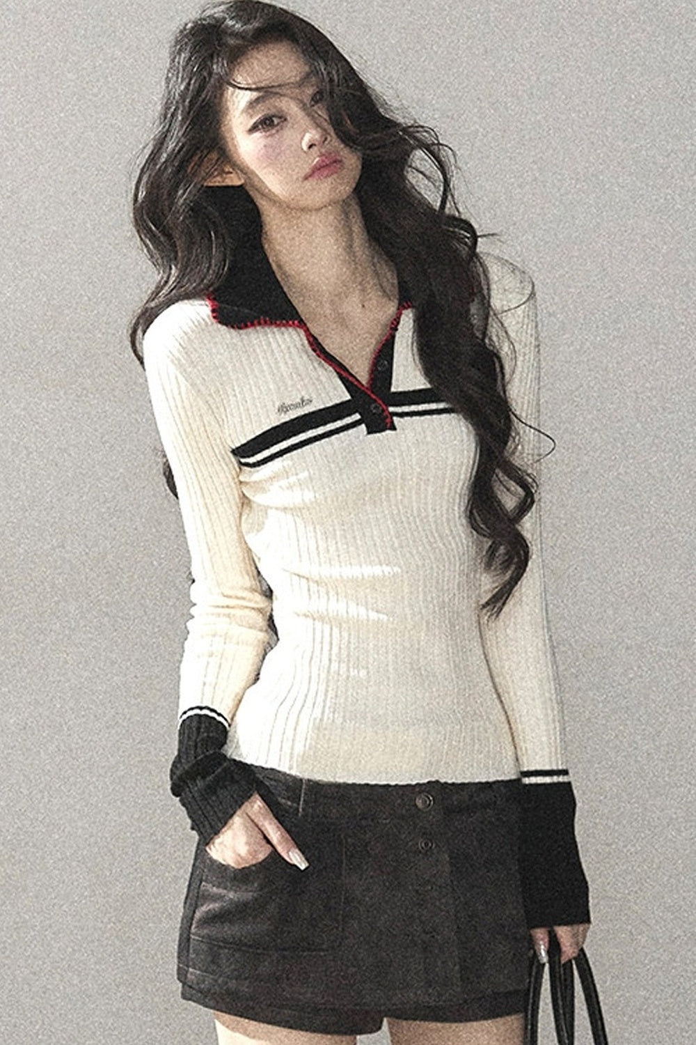 Long Sleeve Knit Polo Shirt