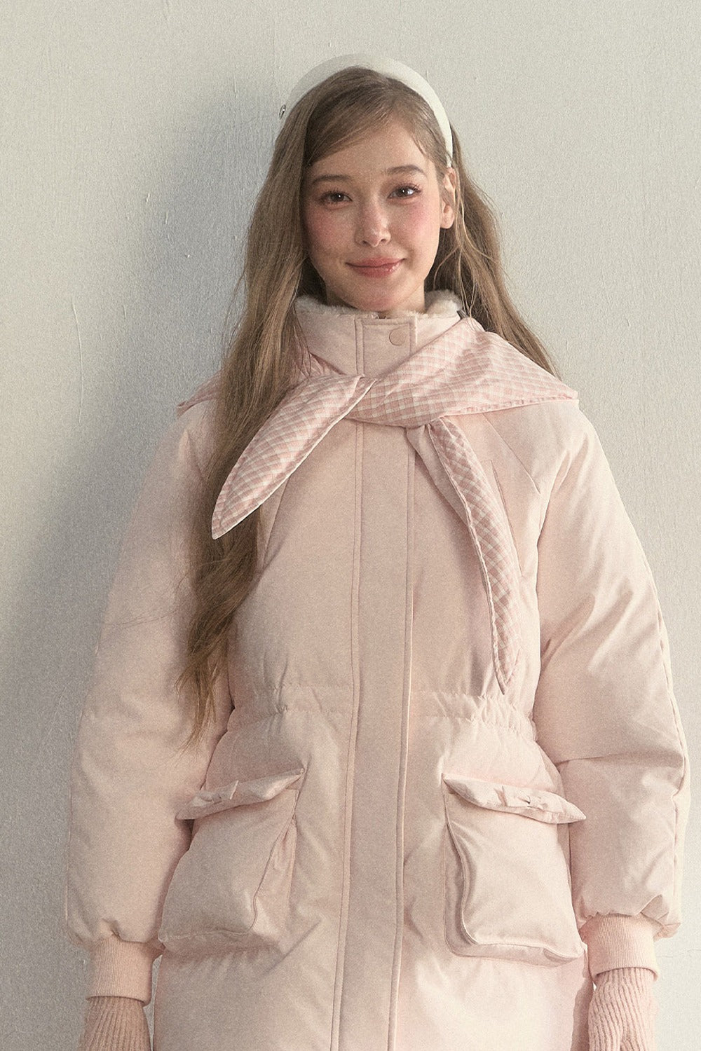 Cloud Scarf Hat Mid-Length Down Jacket