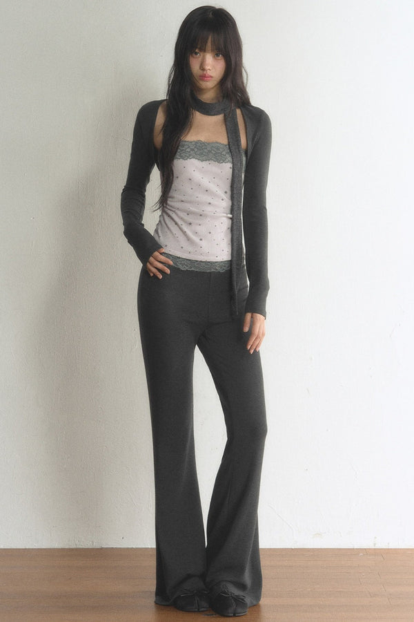 Lace Tube Top With Vest and Pants Set-Up