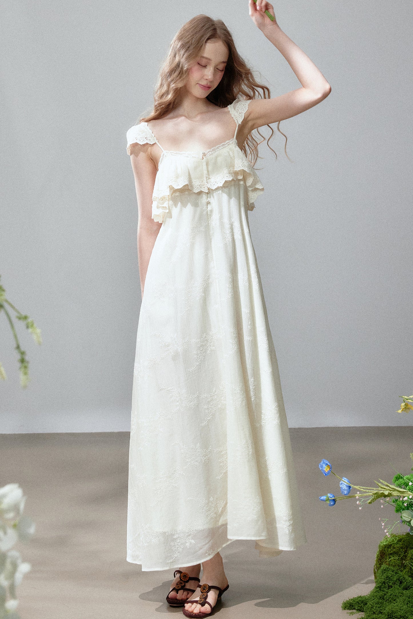 Lace Ruffle Vacation Dress