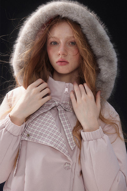 Pink Fur Collar Down Jacket