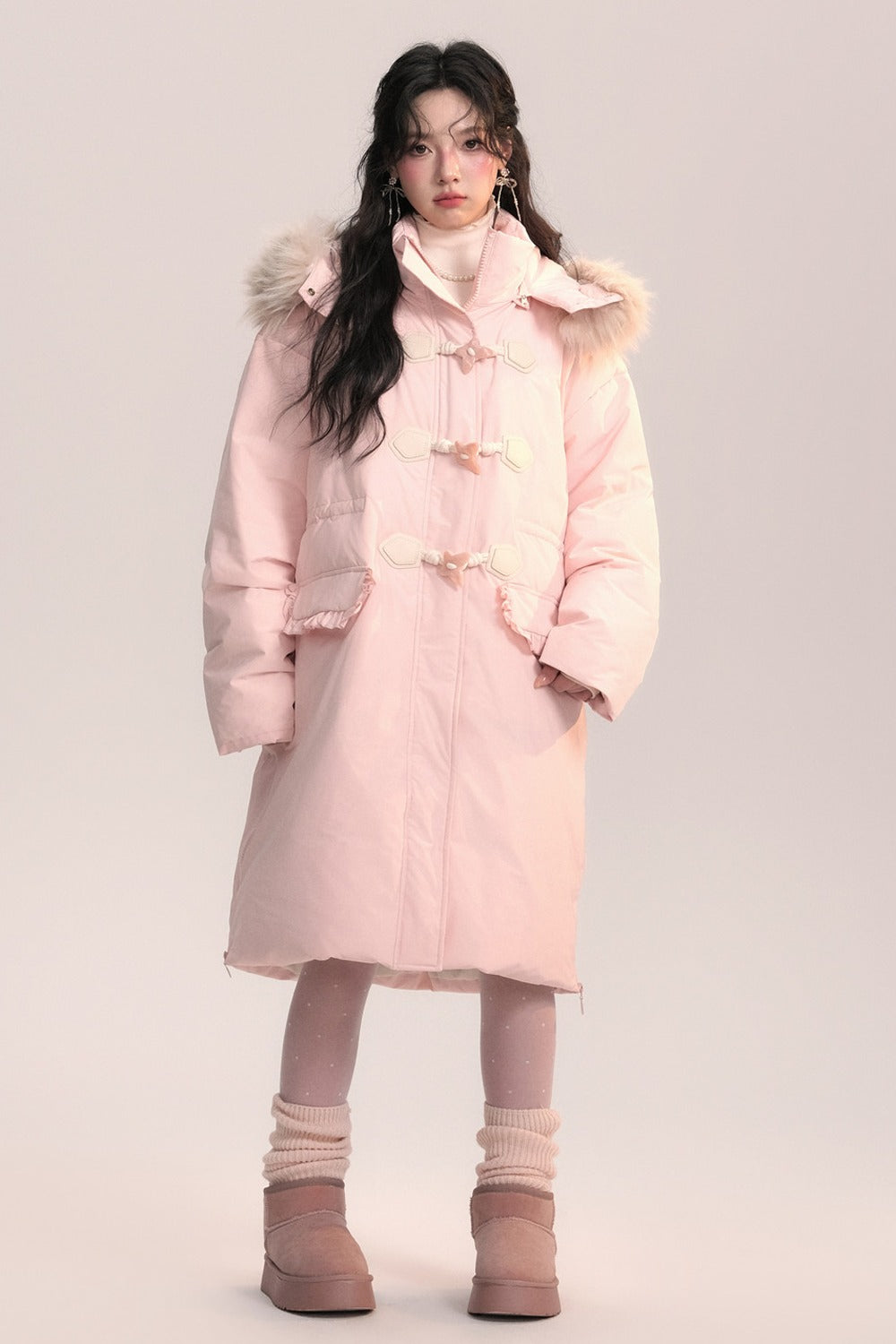 Bow Fur Collar Down Coat