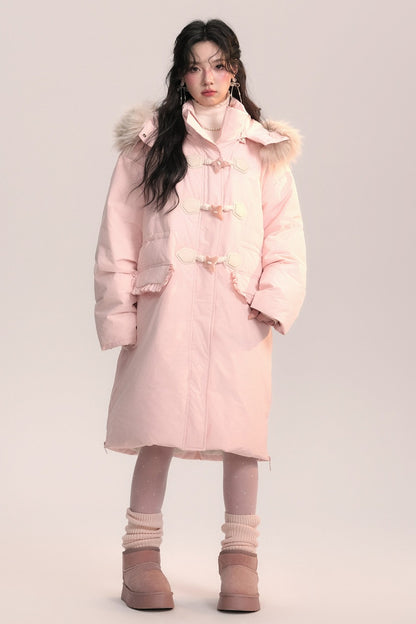 Bow Fur Collar Down Coat
