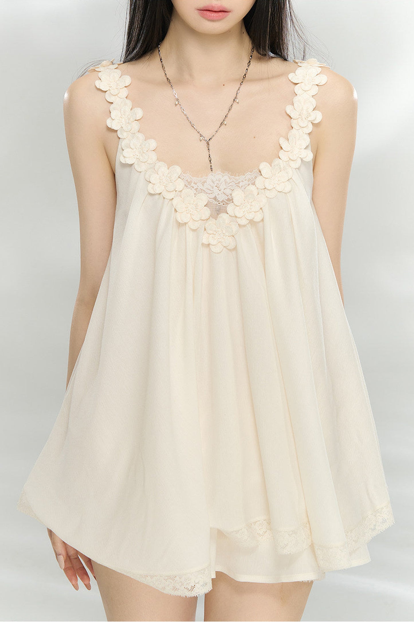 Lace Trim Acetate Two-Piece Set-Up