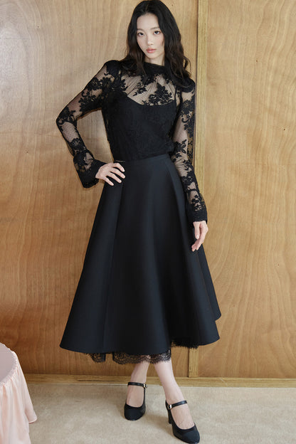Blusa in rete e pizzo francese