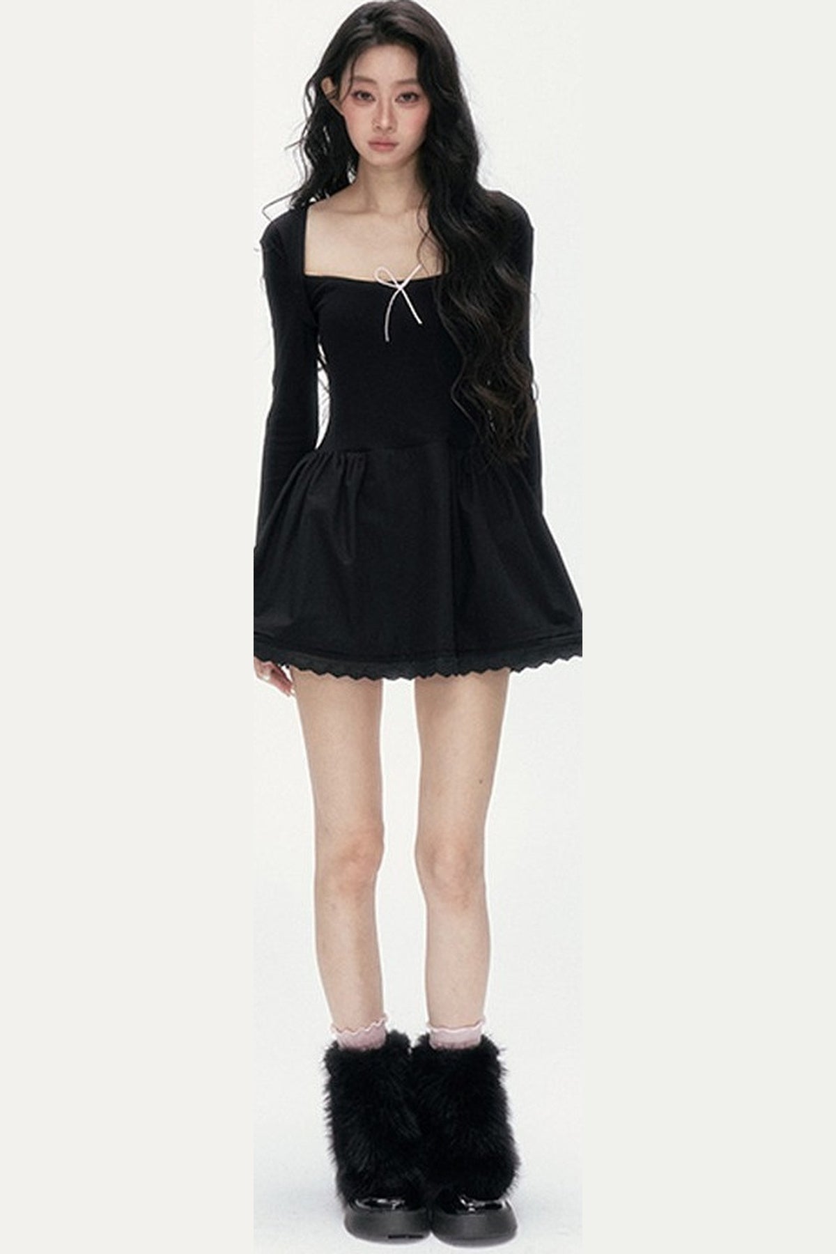 Lace Patchwork Knit Dress
