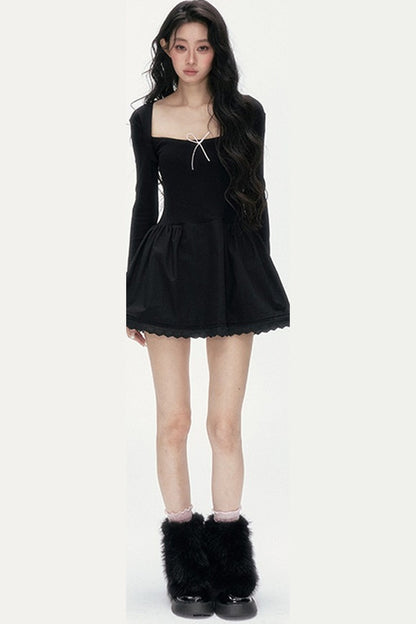 Lace Patchwork Knit Dress