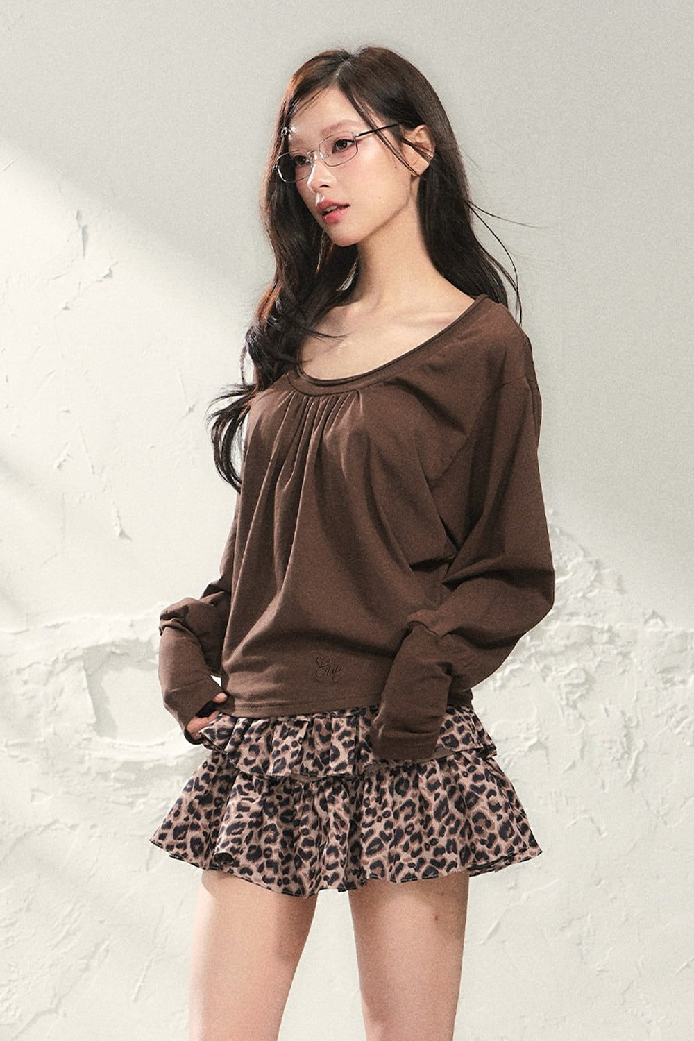 Leopard Print Ruffle Skirt With Top Set-Up