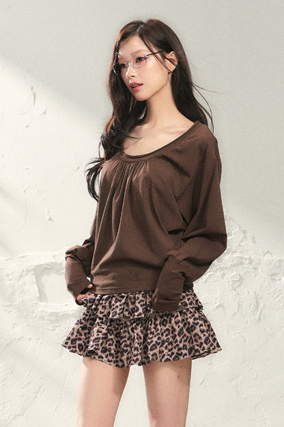 Leopard Print Ruffle Skirt With Top Set-Up