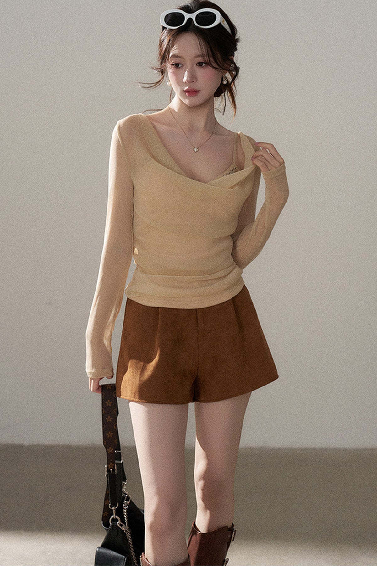 Off-Shoulder Rhinestone Knit Top and Skirt Set-Up