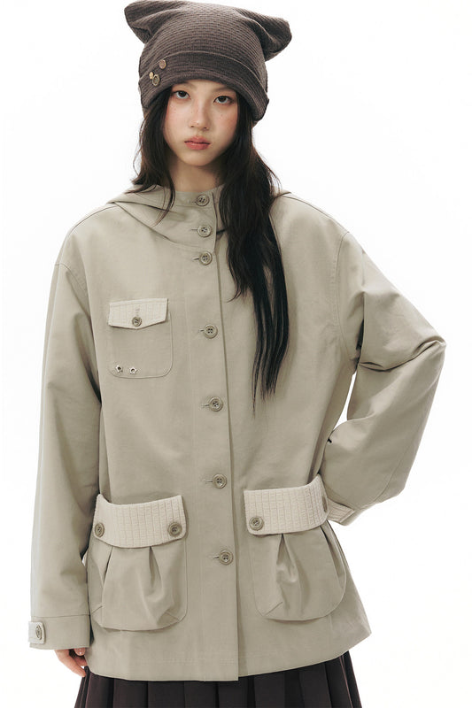 Hooded Patchwork Workwear Jacket