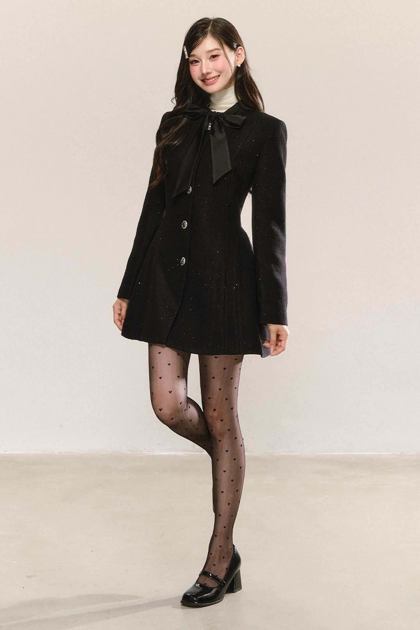 Black Bow-Tie Tweed Dress