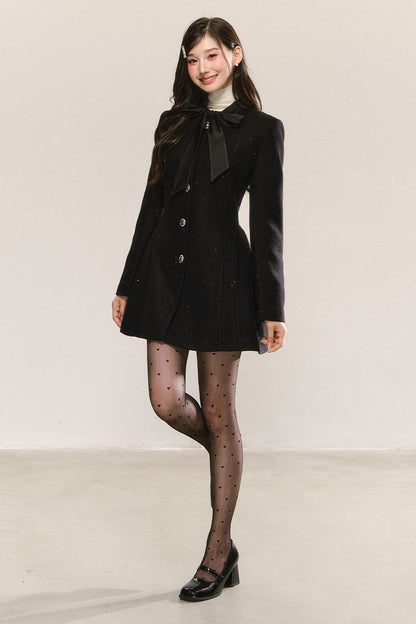Black Bow-Tie Tweed Dress