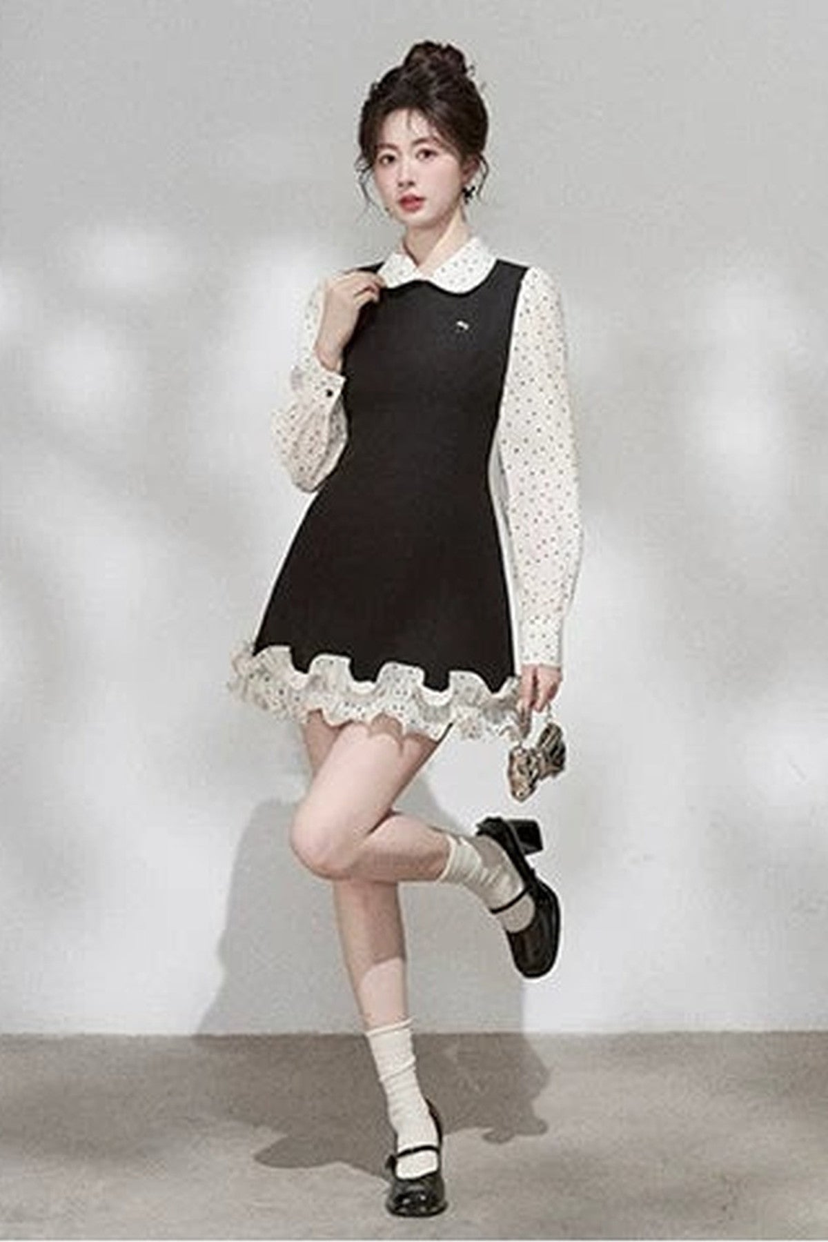 Doll Collar Layered-Look Dress