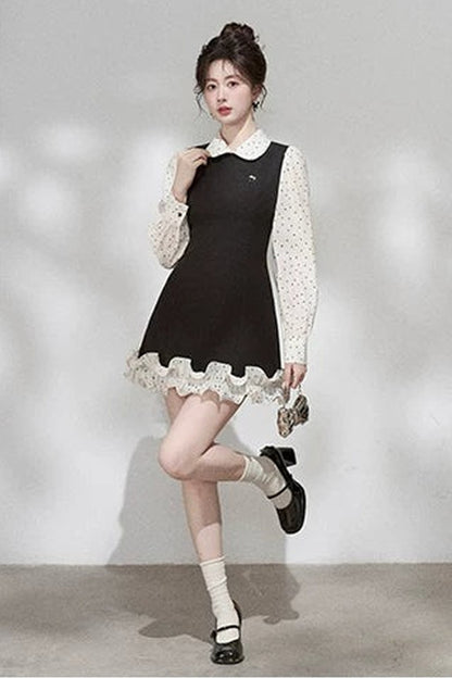 Doll Collar Layered-Look Dress