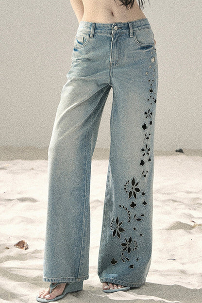 Vaqueros de pierna ancha Mariposa sal marina