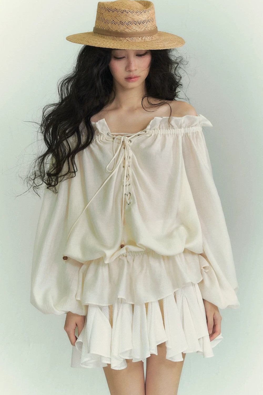Lace Asymmetrical Leaf Hem Skirt