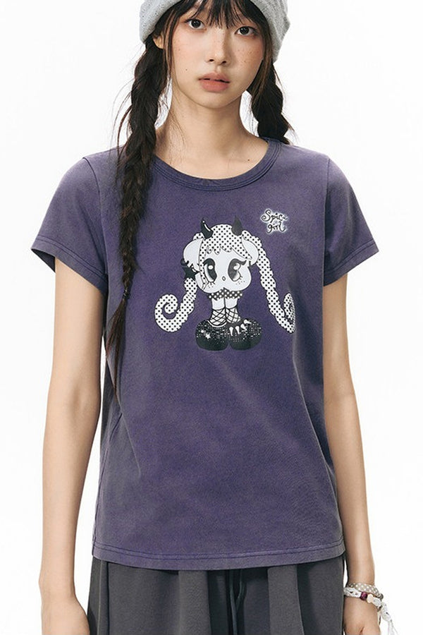 Blusa de efecto lavado con estampado vintage Spice Girl
