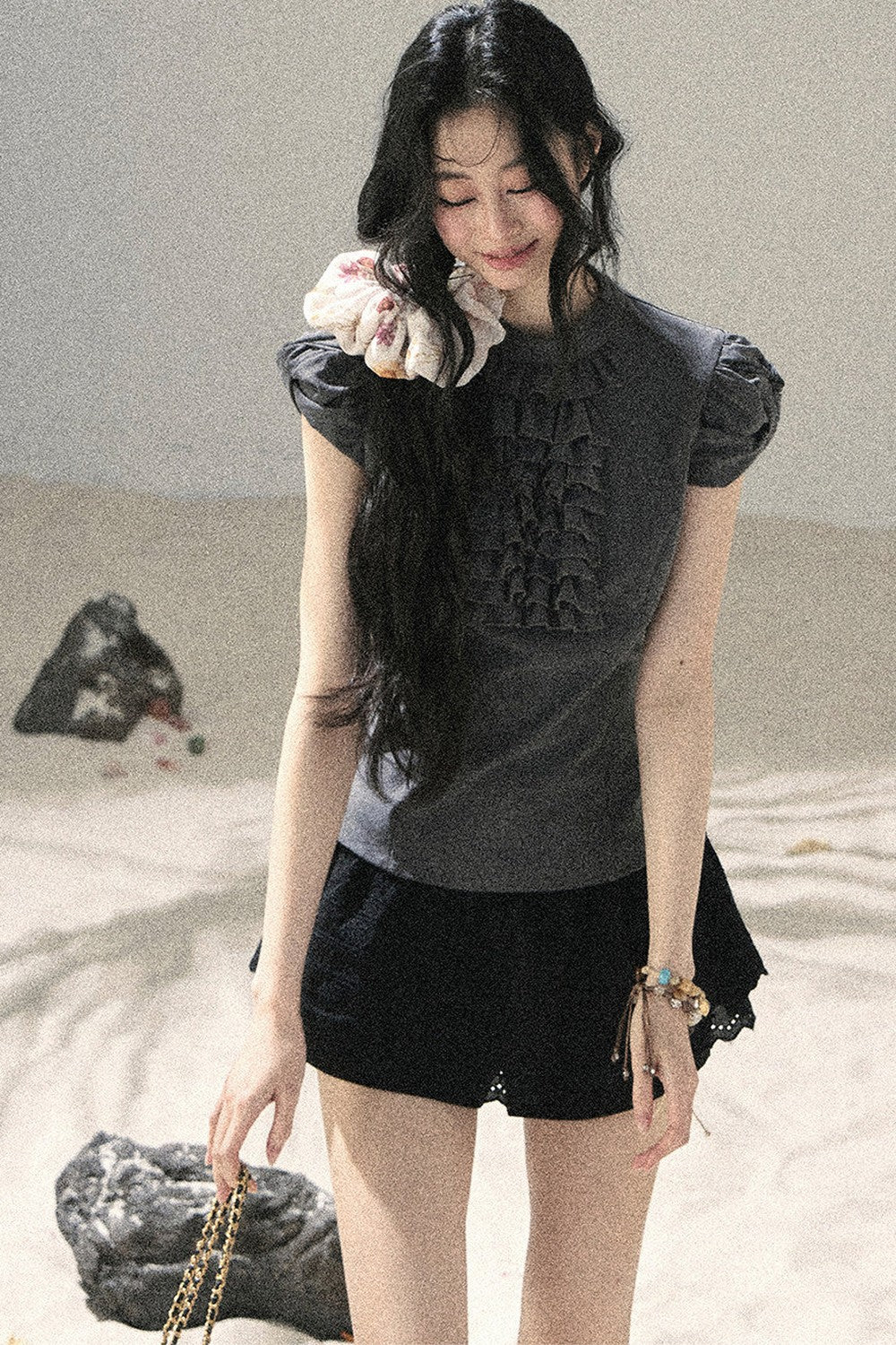 French Ruffle Puff Sleeve Top