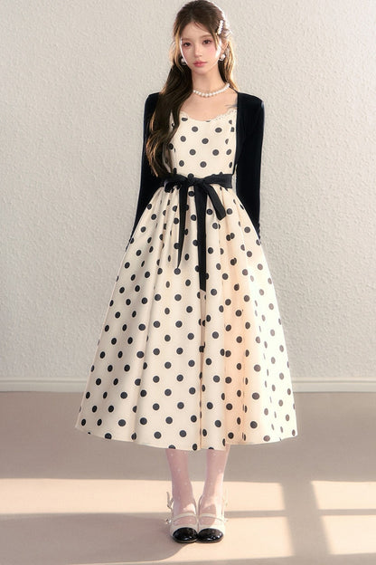 Satin Polka Dot Bow Tie Dress