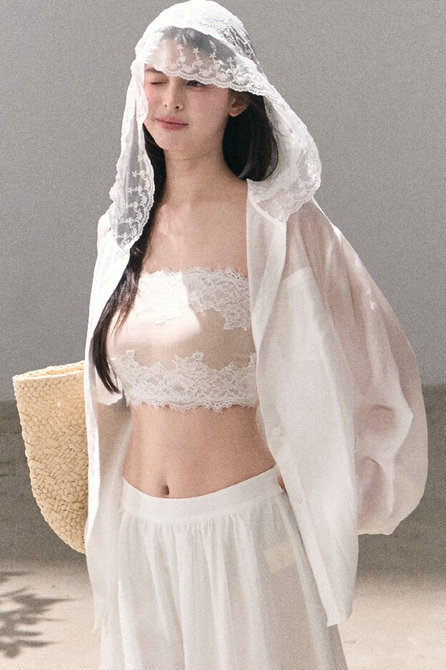 Lyocell Lace Hooded Cardigan