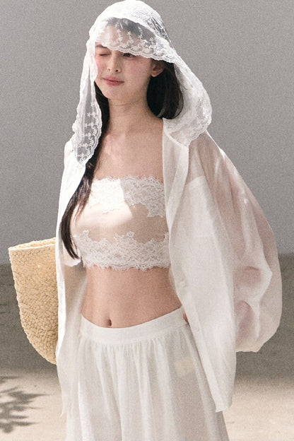 Lyocell Lace Hooded Cardigan