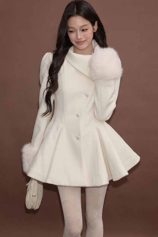 Princess Style Woolen Dress Coat