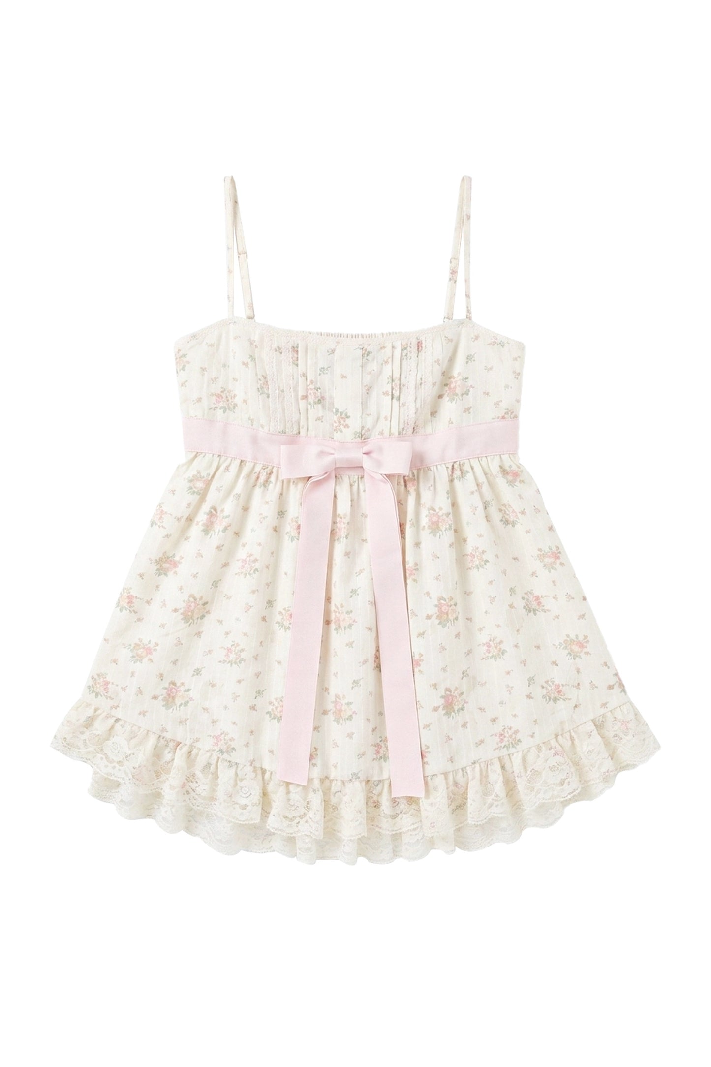 Pfirsichfarbenes florales trägerloses Oberteil-und-Shorts-Set